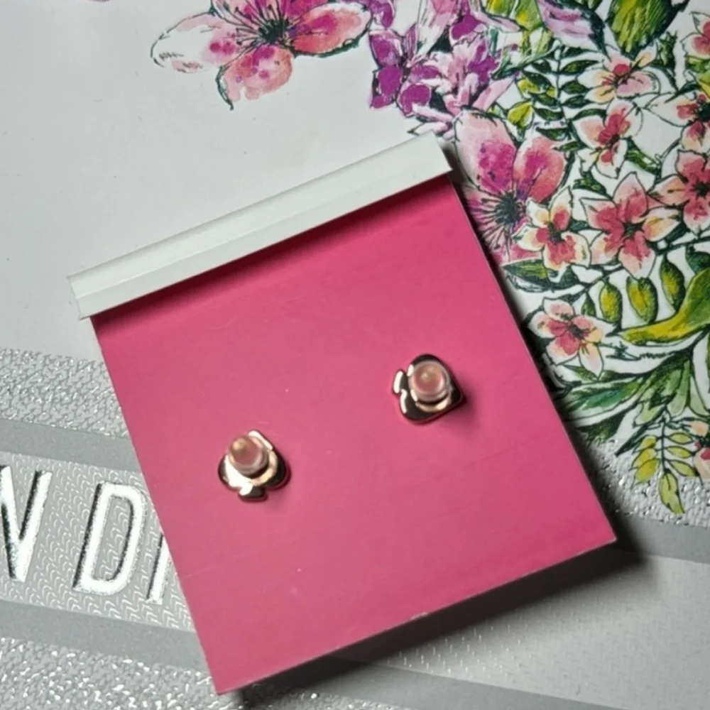 Kate Spade Rosey Collection Scarlet Blooms Pave Rose Stud Earrings with Dustbag - Picture 4 of 6